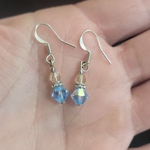 Swarovski Crystal Aquamarine Dangle Earrings